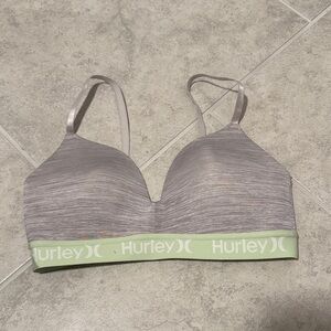 Hurley Women's Heather Gray Bra with Green Band